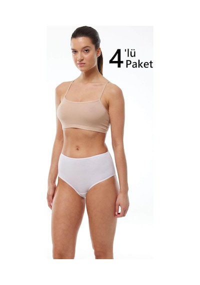 Malabadi 1030 4'lü Paket Kadın Modal Yüksek Bel Battal Slip & Külot Beyaz