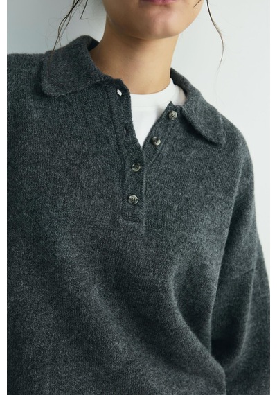 Suud Collection Füme Rani Polo Yaka Oversize Kazak