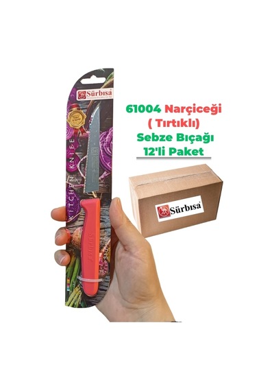 Sürbisa 61004 Sebze Bıçağı Narçiceği Lz1 Koli 12 Adet Tırtıklı Çok Renkli