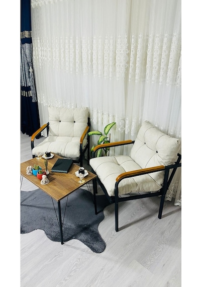 Madame Home Lale Balkon, Bahçe, Cafe Metal Kanepe Koltuk Takımı 2 Tekli + Sehpa Krem Madame Home Lale Balkon, Bahçe, Cafe Metal Kanepe Koltuk Takımı 2 Tekli + Sehpa Krem