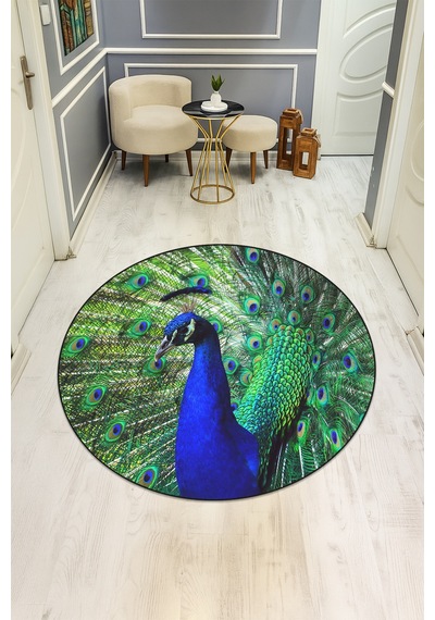 Dijital Baskı Modern Kaymaz Taban Halı H0340 Renkli