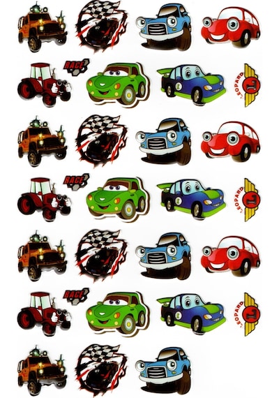 Sticker Kabartmalı A4 Boyutunda Stiker Defter, Planlayıcı Etiket- Lim225 - Çılgın Arabalar
