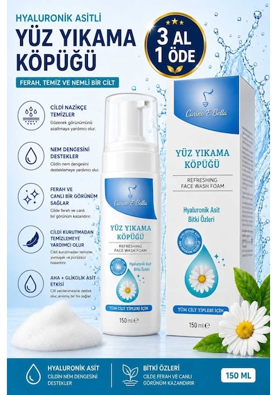 Hyaluronik Asitli Yüz Yıkama Köpüğü 150 Ml Nemlendirici Yüz Temizleme Köpüğü