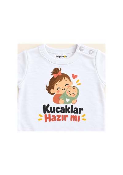 Babylimon Kucaklar Hazır Mı Beyaz Kısa Kollu Çıtçıtlı Bebek Zıbını Beyaz - Kucaklar Hazır Mı - 928161936 Beyaz - Kucaklar Hazır Mı