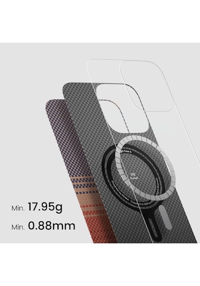 Apple Uyumlu iPhone   16 Plus Kılıf   Magsafeli Aramid Fiber Pitaka Tactile Woven Sunset-moonrise Serisi Sunset