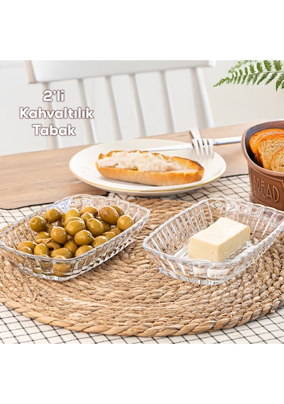 Porsima 0126 Maral 2'li Cam Kahvaltılık Tabak Seti 18 X 11,5 Cm