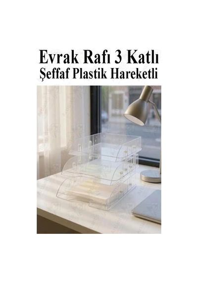 Evrak Rafı 3 Lü Masaüstü 1 Paket Plastik Evrak Rafı Masa Üstü Şeffaf Hareketli A4 Dosya Düzenliyici Kağıt Tepsisi Tek Renk