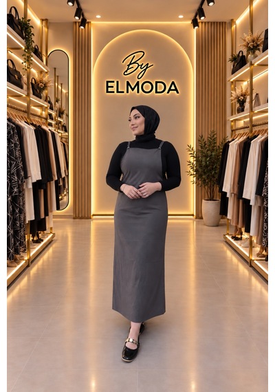 Elmoda Kadın Füme Ayarlanabilir Jile Elbise Füme Füme