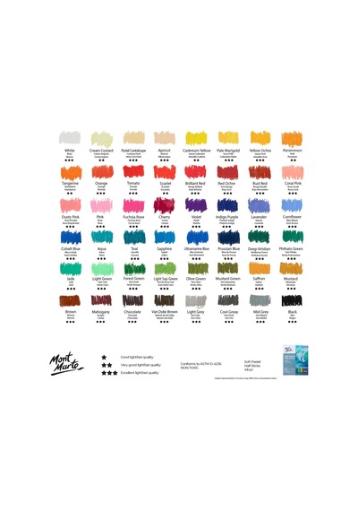 Yumuşak Pastel Yarım Çubuklar 48 Adet, Pastel Sanat Malzemeleri, Sanatçı Kalitesinde Pasteller, Ekstra Yumuşak Ve Genel