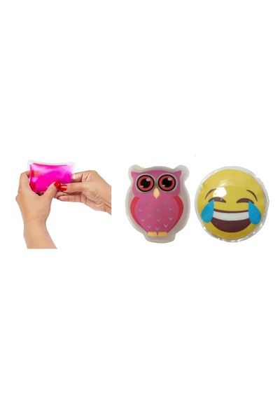 Gülen Emoji Pembe Baykuş Cep Sobası,el Isıtıcı,2 Adet Sıcak Su To
