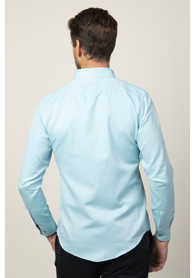Tudors Slim Fit Dar Kesim Uzun Kol Erkek Gömlek-23474 Mint