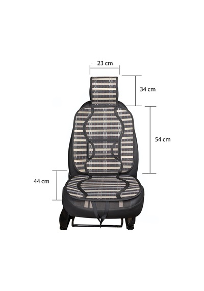 Oto Hasır Bambu Minder Ön Siyah İkili Takım Bel Destekli Terletmez Wf-1819-bk