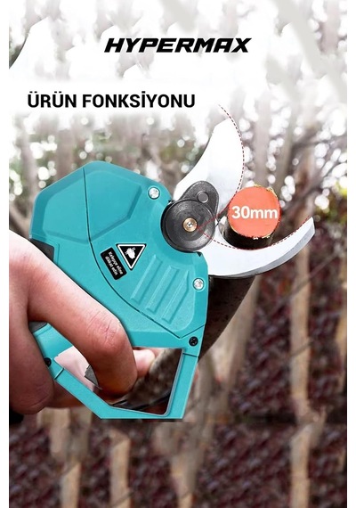 Çift Akülü Çelik Şanzuman Göstergeli Şarjlı Budama Makası