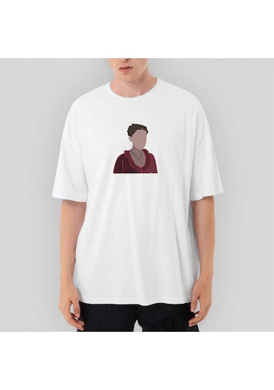 Enola Holmes Silhouette Oversize Beyaz Tişört Beyaz