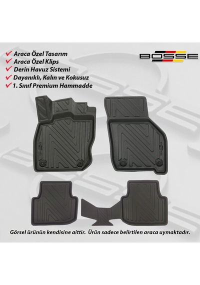 Seat Leon Paspas Araca Özel (Otomatik) 2020 Sonrası BOSSE 3D Havuzlu Oto Paspas