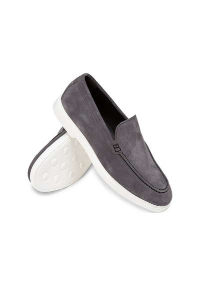 Deery Hakiki Süet Gri Erkek Loafer Ayakkabı - 01957mgrıe01 Gri