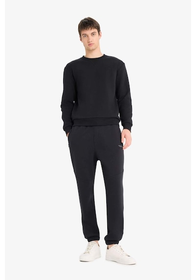 Defacto Regular Fit Bisiklet Yaka Pamuklu Basic Düz Sweatshirt T3777AZ23AUBK81 Siyah