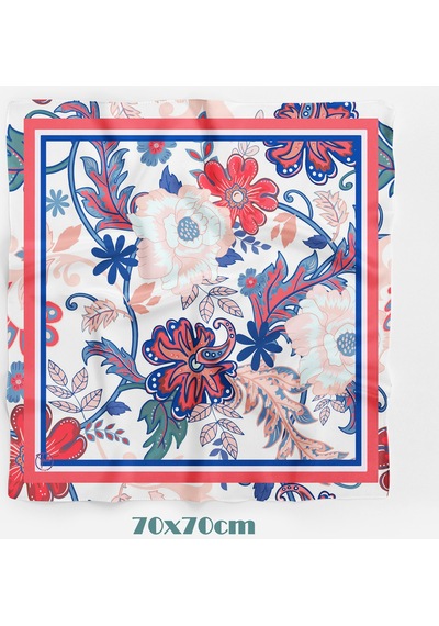 Barok Çiçekleri Desen 70 70cm Bandana/fular Çok Renkli