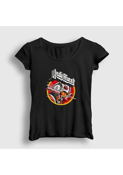 Presmono Kadın Jedi Judas Priest T-shirt Siyah