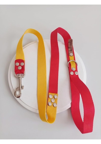 Köpek Göğüs Tasması Ayarlanabilir Ve Gezdirme Kayışı 2'li Set Orta Ve Büyük Irk Sarı & Kırmızı Taraftar Köpek Göğüs Tasması Ayarlanabilir Ve Gezdirme Kayışı 2'li Set Orta Ve Büyük Irk Sarı & Kırmızı Taraftar