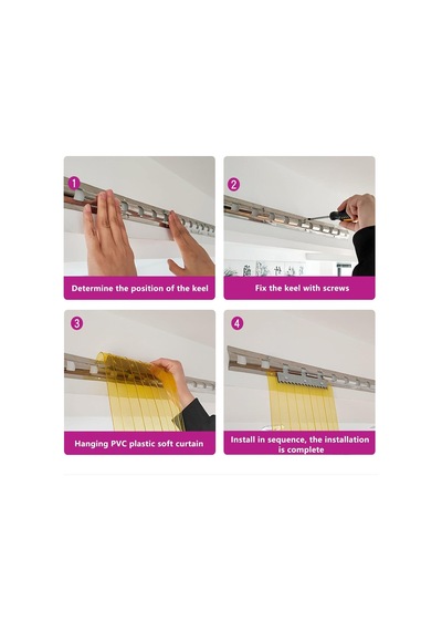 Pvc Dondurucu Rüzgar Geçirmez Askılı Kapı Perde Kiti, Sarı Vinil Şeritler, Fabrika, Garaj, Veranda, Özelleştiri