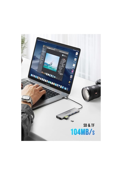Lemorele Tc38 8 İn 1 Type-c Hub Çoklayıcı - 4k Hdmı Görüntü, 100w Pd Hızlı Şarj, 3x Usb 3.0, Sd/tf Kart Okuyucu Adaptör