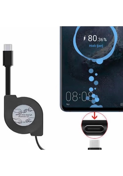 Alfais 6024 Type C To Type C Erkek Hızlı Şarj Ve Veri Aktarım Kablosu Makaralı 1 Metre Pd 60w