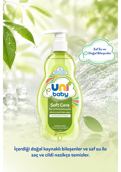 Uni Baby Soft Care Organik Zeytinyağlı Saç ve Vücut Şampuanı 700 Ml 3'lü