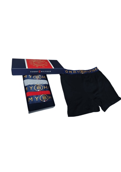 Tommy Hilfiger Erkek Boxer 4"lü Set Comfortfit Bordo - Lacivert - Gri Melanj