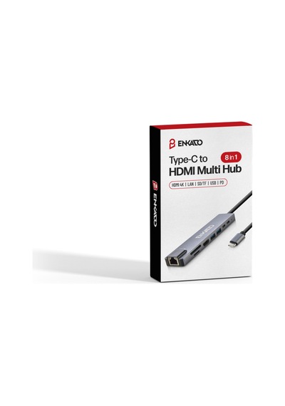 Enkado Ekd-tp42, Type-c To To Hdmı, 2pd, 2 Usb 2.0 Hdmı 4k + Sd/tf, Ethernet 100mbs Multi Hub Diğer