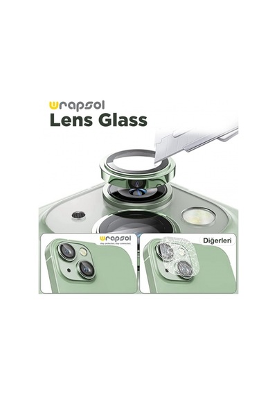 Apple Uyumlu iPhone 15 Plus Yeşil Kamera Lens Koruyucu Kolay Uygulama Aparatlı