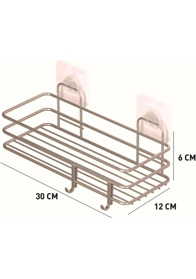Teknotel Yapışkanlı Kancalı Banyo Rafı Silver St117H Gümüş