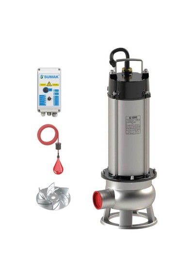 Sumak Sdtv 30/2 İnox Komple Paslanmaz Vortex Çarklı Foseptik Dalgıç Pompa 380 Volt 3 Hp 16.5 Mss