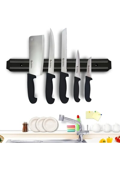 Şık Bıçak Yapıştırma Mıknatısı 33 cm Duvara Monte Metal Mıknatıslı Bıçak Tutucu