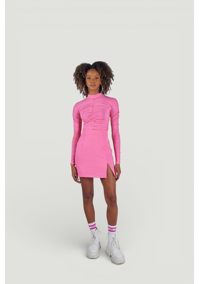 Holly Lolly Drape Detaylı Yarım Balıkçı Draped Bluz Pembe