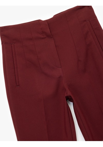 Koton Regular Fit Yüksek Bel Cigarette Kumaş Pantolon Bordo 6wak40107uw Bordo
