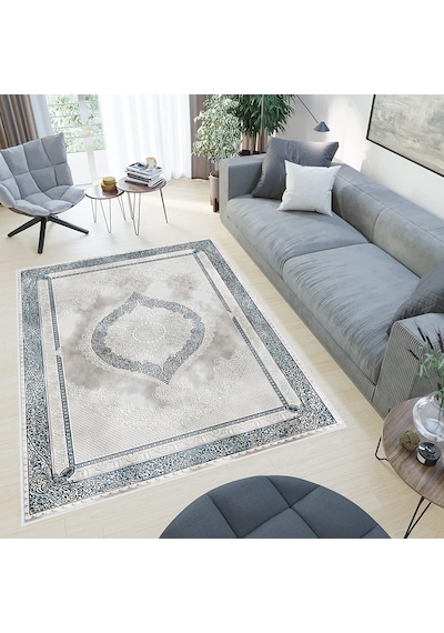 Rovigo Home Dijital Baskı Yıkanabilir Kaymaz Taban Salon Halısı Rvg0485 Gri