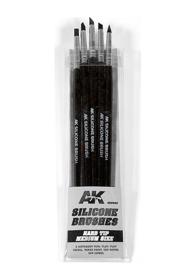 Ak 9088 Orta Tip, Sert, Silikon Fırça Seti, 5 Adet