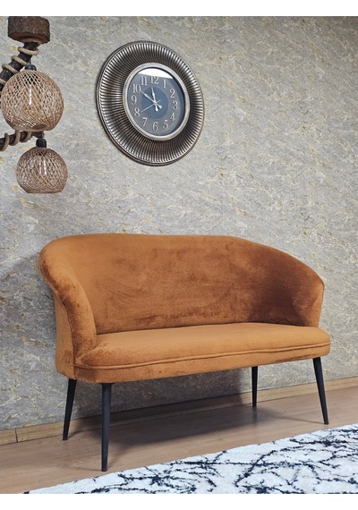 Zafir İkili Teddy Siyah Boyalı Sivriltme Ayak Çay Seti Koltuk İkili Berjer , Balkon, Salon, Ofis Kiremit