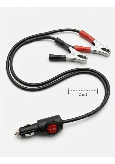 Aküden Bağlantılı Çift Yönlü Araç Çakmaklık Uzatma Kablosu Düğmeli Erkek Çakmak Soketli 12-24 V/16a 2 X1,5mm Ttr Bakır 2mt-siyah
