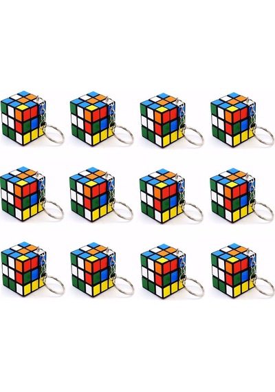 12 ADET MİNİ RUBİK ZEKA KÜPÜ (SABIR KÜPÜ) 3x3 ANAHTARLIK