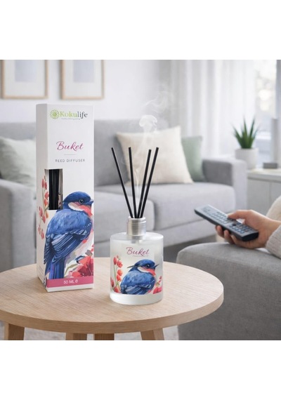 Buket Reed Diffuser Oda Kokusu 50 Ml, Çubuklu Ortam Kokulandırıcı, Uzun Süre Kalıcı Ev Ofis Banyo Salon Koku Difüzörü, Dekoratif Cam Şişe Aromaterapi Ev Parfümü Diğer