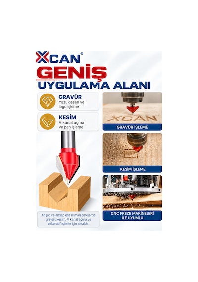 60 V Kanal Freze Ucu Ø10 Mm 6 Mm Şaft Gravür Ve Kanal Açma