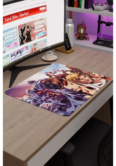 Street Fighter Kaymaz Dikişli Kauçuk Oyuncu Mousepad V2 - 48x40 Xl Gaming Mouse Pad Fare Altlığı