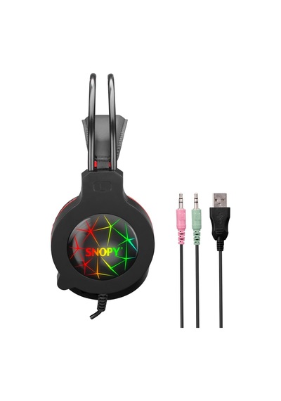 Snopy Sn-gx7, Crazy, Kablolu, 3.5mm Jac, Usb, Rainbow Aydınlatma, Gaming, Mikrofonlu, Kulaklık Siya