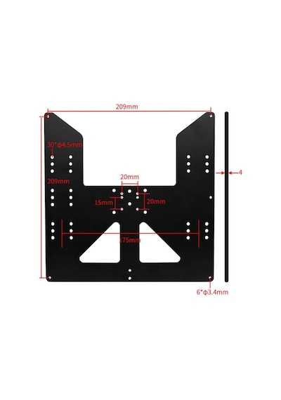 Koodmax 3d Baskı Z Ekseni Yatak Destek Plakası Prusa I3 Anet A8 A6 220x220mm+ 4 Adet Sc8uu Kaydırıcı