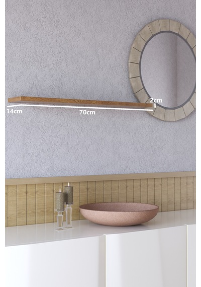 Yankı-BYEG 70 cm Safir Meşe Mdf Gizli Bağlantı Duvar Rafı