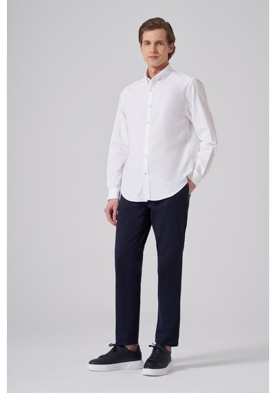 Morven Erkek Beyaz Pamuk Trend Düz Dynamic Fit Düğmeli Yaka Gömlek 26ms004026600 Beyaz