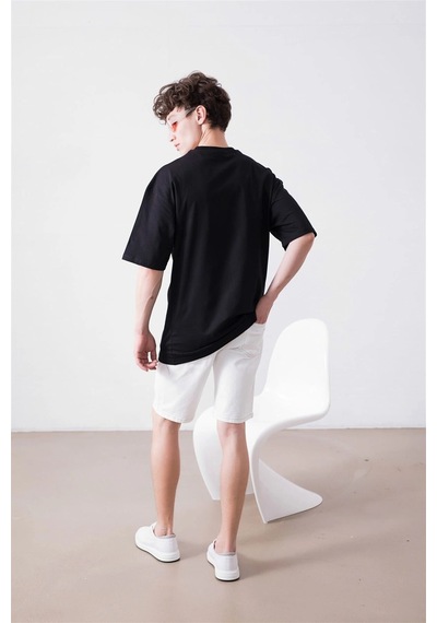 Startmore Unisex Kalp Beyaz Tshirt Siyah