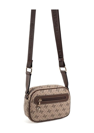 Silver Polo Sp1111 Kadın Çapraz Çanta Monogram Koyubej-kahve
